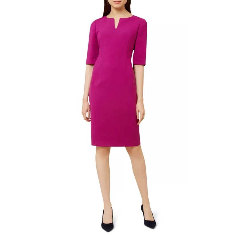 Hobbs London Eimear Magenta Pink Sheath Dress Size 10 Luxury Easter Spring $290